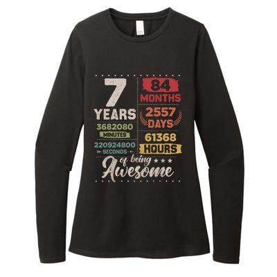 7 Years Of Being Awesome Retro Countdown 7th Birthday Womens CVC Long Sleeve Shirt