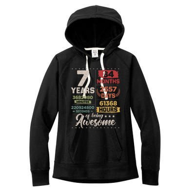 7 Years Of Being Awesome Retro Countdown 7th Birthday Women's Fleece Hoodie