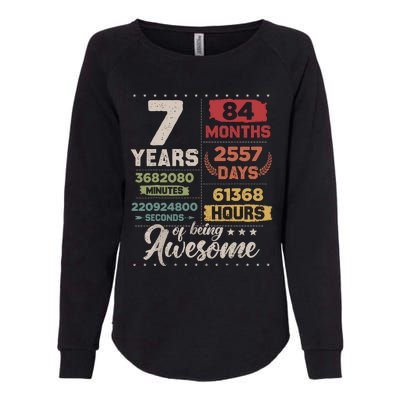 7 Years Of Being Awesome Retro Countdown 7th Birthday Womens California Wash Sweatshirt