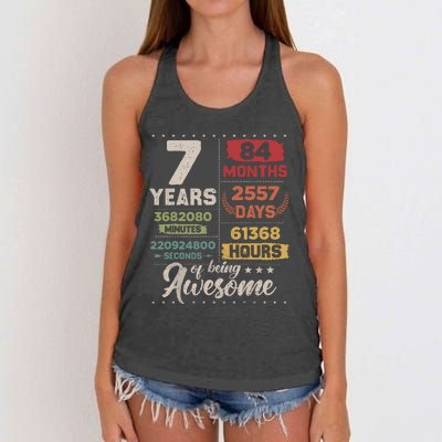 7 Years Of Being Awesome Retro Countdown 7th Birthday Women's Knotted Racerback Tank