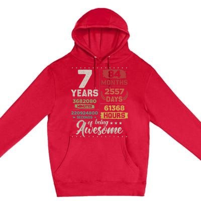 7 Years Of Being Awesome Retro Countdown 7th Birthday Premium Pullover Hoodie