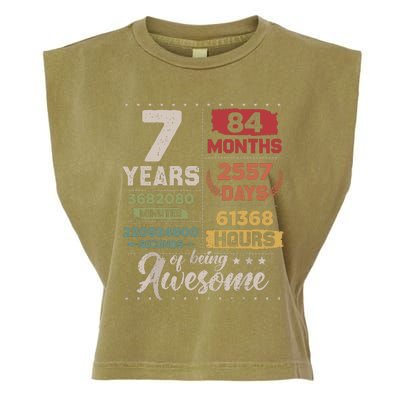 7 Years Of Being Awesome Retro Countdown 7th Birthday Garment-Dyed Women's Muscle Tee