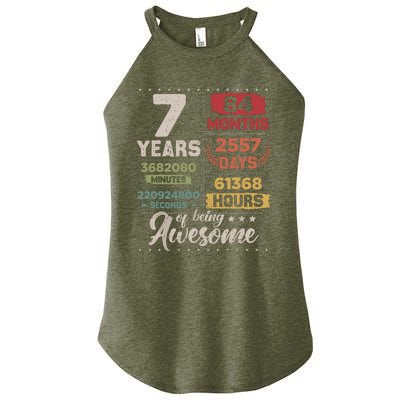 7 Years Of Being Awesome Retro Countdown 7th Birthday Women's Perfect Tri Rocker Tank