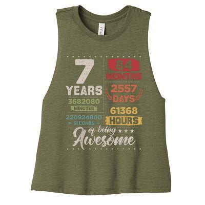 7 Years Of Being Awesome Retro Countdown 7th Birthday Women's Racerback Cropped Tank