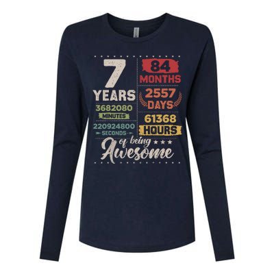 7 Years Of Being Awesome Retro Countdown 7th Birthday Womens Cotton Relaxed Long Sleeve T-Shirt