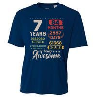 7 Years Of Being Awesome Retro Countdown 7th Birthday Cooling Performance Crew T-Shirt