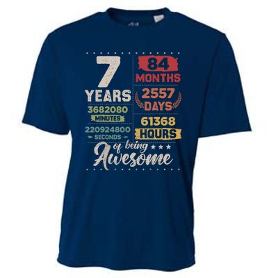 7 Years Of Being Awesome Retro Countdown 7th Birthday Cooling Performance Crew T-Shirt