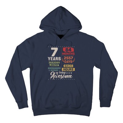 7 Years Of Being Awesome Retro Countdown 7th Birthday Hoodie