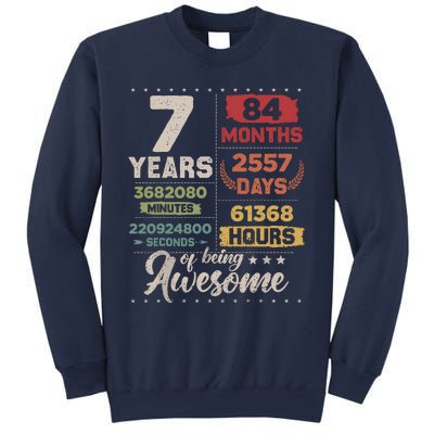 7 Years Of Being Awesome Retro Countdown 7th Birthday Sweatshirt