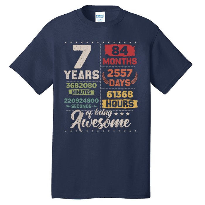 7 Years Of Being Awesome Retro Countdown 7th Birthday Tall T-Shirt