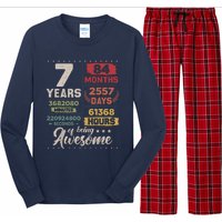 7 Years Of Being Awesome Retro Countdown 7th Birthday Long Sleeve Pajama Set