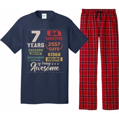 7 Years Of Being Awesome Retro Countdown 7th Birthday Pajama Set