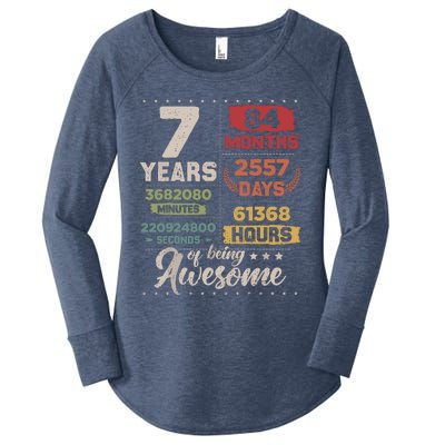 7 Years Of Being Awesome Retro Countdown 7th Birthday Women's Perfect Tri Tunic Long Sleeve Shirt