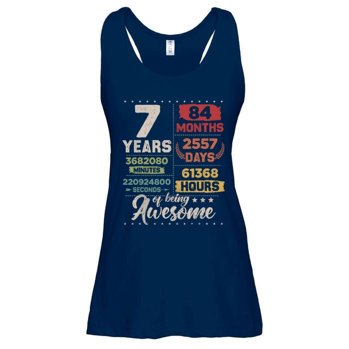 7 Years Of Being Awesome Retro Countdown 7th Birthday Ladies Essential Flowy Tank