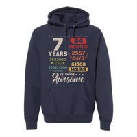 7 Years Of Being Awesome Retro Countdown 7th Birthday Premium Hoodie