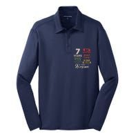 7 Years Of Being Awesome Retro Countdown 7th Birthday Silk Touch Performance Long Sleeve Polo