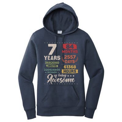 7 Years Of Being Awesome Retro Countdown 7th Birthday Women's Pullover Hoodie