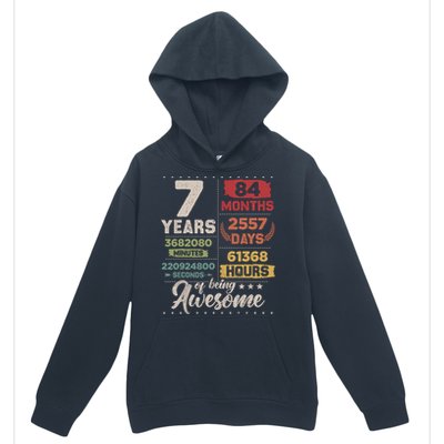 7 Years Of Being Awesome Retro Countdown 7th Birthday Urban Pullover Hoodie