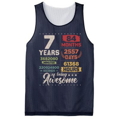 7 Years Of Being Awesome Retro Countdown 7th Birthday Mesh Reversible Basketball Jersey Tank