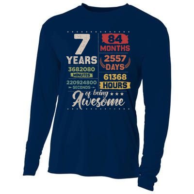 7 Years Of Being Awesome Retro Countdown 7th Birthday Cooling Performance Long Sleeve Crew