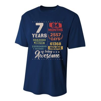 7 Years Of Being Awesome Retro Countdown 7th Birthday Performance Sprint T-Shirt