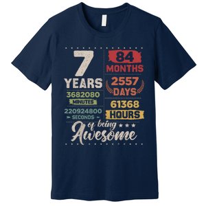 7 Years Of Being Awesome Retro Countdown 7th Birthday Premium T-Shirt