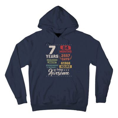 7 Years Of Being Awesome Retro Countdown 7th Birthday Tall Hoodie