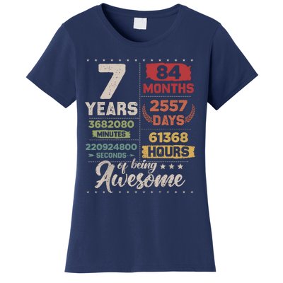 7 Years Of Being Awesome Retro Countdown 7th Birthday Women's T-Shirt