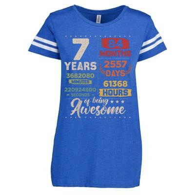 7 Years Of Being Awesome Retro Countdown 7th Birthday Enza Ladies Jersey Football T-Shirt