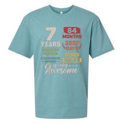 7 Years Of Being Awesome Retro Countdown 7th Birthday Sueded Cloud Jersey T-Shirt