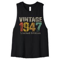 77 Year Old Gifts Vintage 1947 Limited Edition 77th Birthday Women's Racerback Cropped Tank