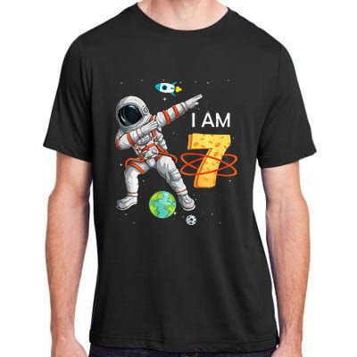 7 Years Old Birthday Astronaut Space 7th Bday Adult ChromaSoft Performance T-Shirt