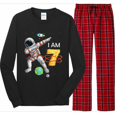 7 Years Old Birthday Astronaut Space 7th Bday Long Sleeve Pajama Set