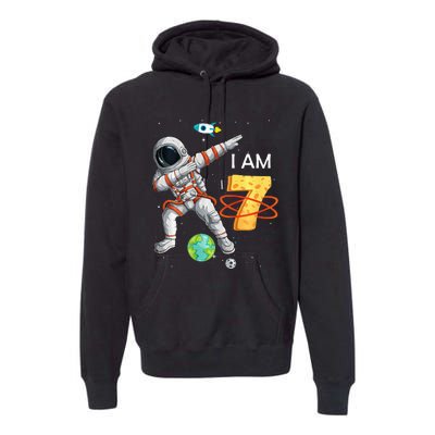 7 Years Old Birthday Astronaut Space 7th Bday Premium Hoodie