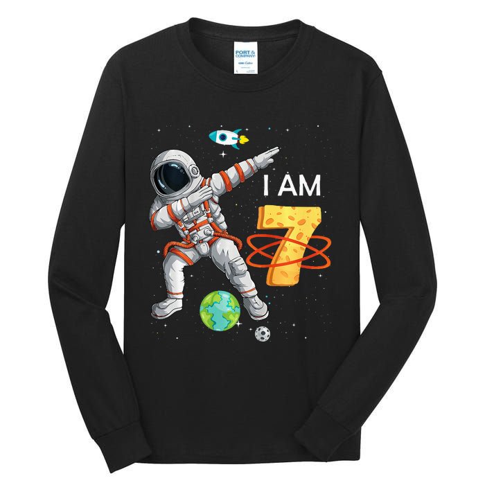 7 Years Old Birthday Astronaut Space 7th Bday Tall Long Sleeve T-Shirt