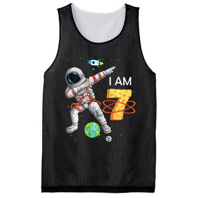 7 Years Old Birthday Astronaut Space 7th Bday Mesh Reversible Basketball Jersey Tank