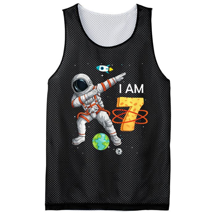 7 Years Old Birthday Astronaut Space 7th Bday Mesh Reversible Basketball Jersey Tank