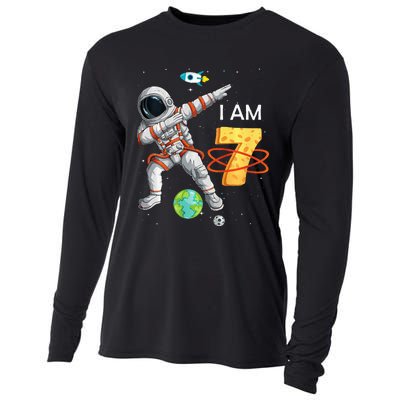 7 Years Old Birthday Astronaut Space 7th Bday Cooling Performance Long Sleeve Crew