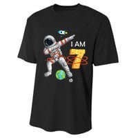 7 Years Old Birthday Astronaut Space 7th Bday Performance Sprint T-Shirt