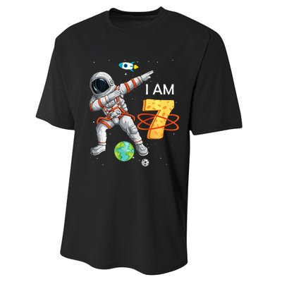 7 Years Old Birthday Astronaut Space 7th Bday Performance Sprint T-Shirt