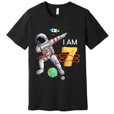 7 Years Old Birthday Astronaut Space 7th Bday Premium T-Shirt