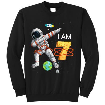 7 Years Old Birthday Astronaut Space 7th Bday Tall Sweatshirt