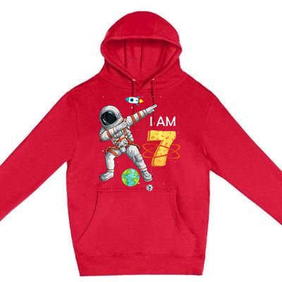 7 Years Old Birthday Astronaut Space 7th Bday Premium Pullover Hoodie