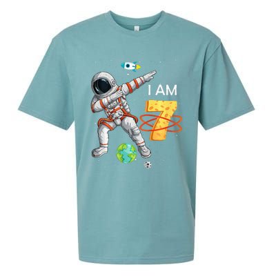 7 Years Old Birthday Astronaut Space 7th Bday Sueded Cloud Jersey T-Shirt