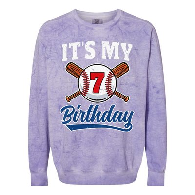  7 Years Old Baseball Player 7th Birthday Party   Colorblast Crewneck Sweatshirt