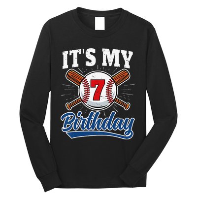  7 Years Old Baseball Player 7th Birthday Party   Long Sleeve Shirt