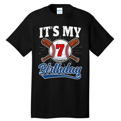  7 Years Old Baseball Player 7th Birthday Party   Tall T-Shirt