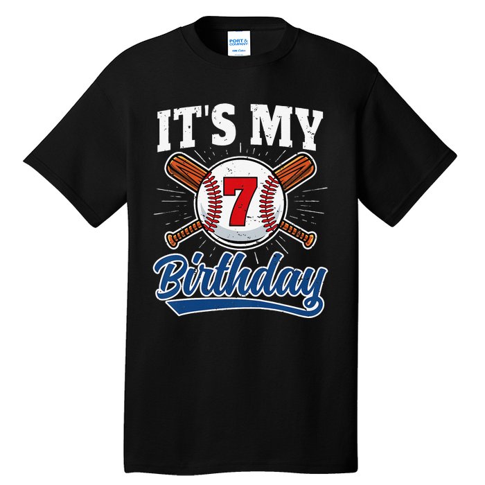  7 Years Old Baseball Player 7th Birthday Party   Tall T-Shirt