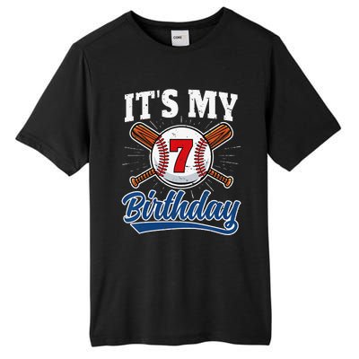  7 Years Old Baseball Player 7th Birthday Party   Tall Fusion ChromaSoft Performance T-Shirt