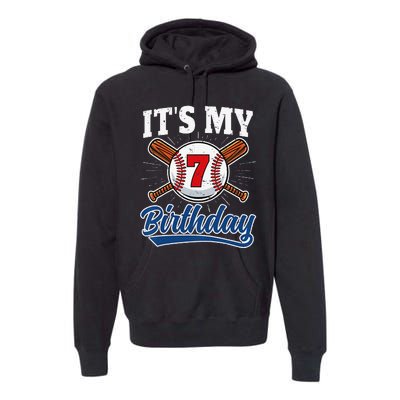  7 Years Old Baseball Player 7th Birthday Party   Premium Hoodie